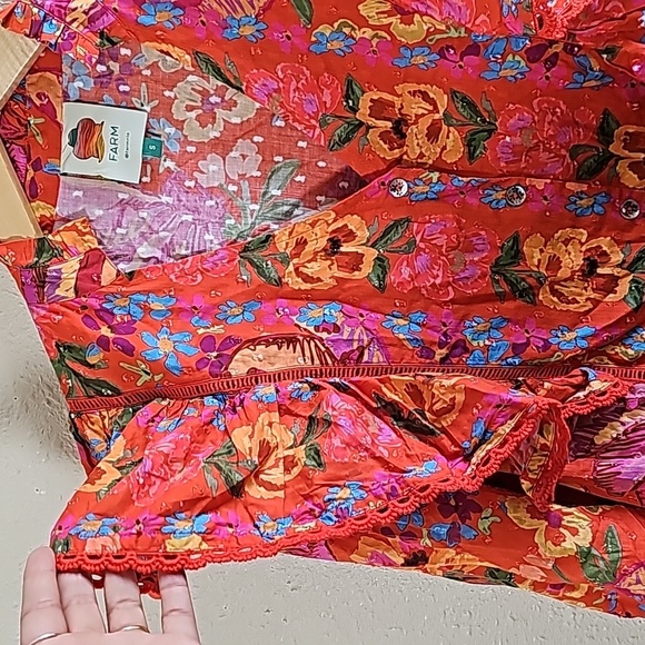 Farm Rio Red Ruffle Sleeve Blouse - Picture 3 of 10